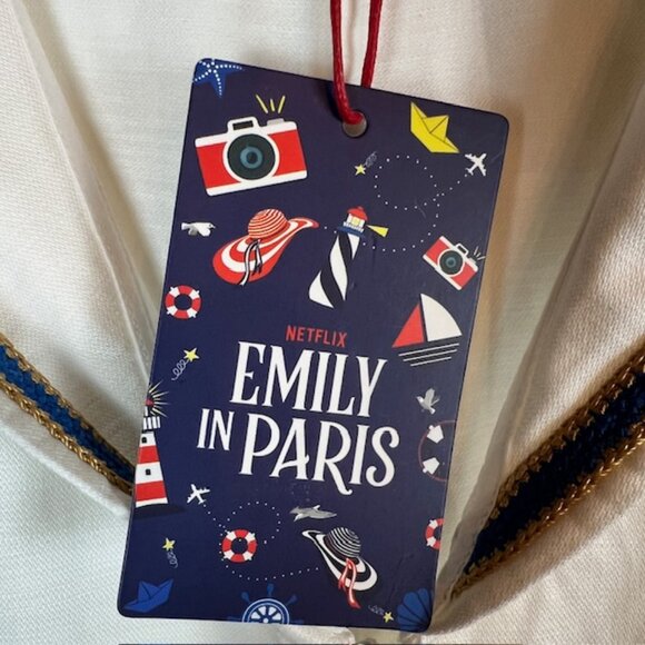 My Beachy Side x Emily in Paris Wide Leg Jumpsuit Small White Sailor Resort $450 - Picture 8 of 12